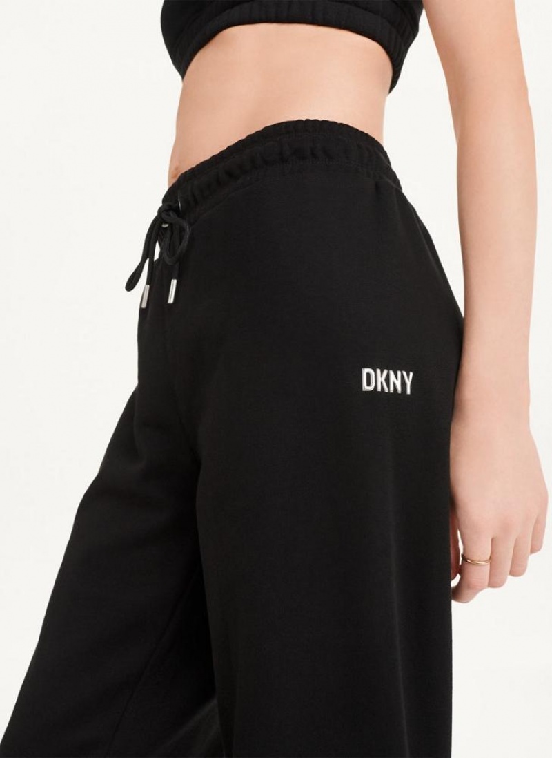 Black / Silver DKNY Metallic Logo Women's Joggers | USA-D0855