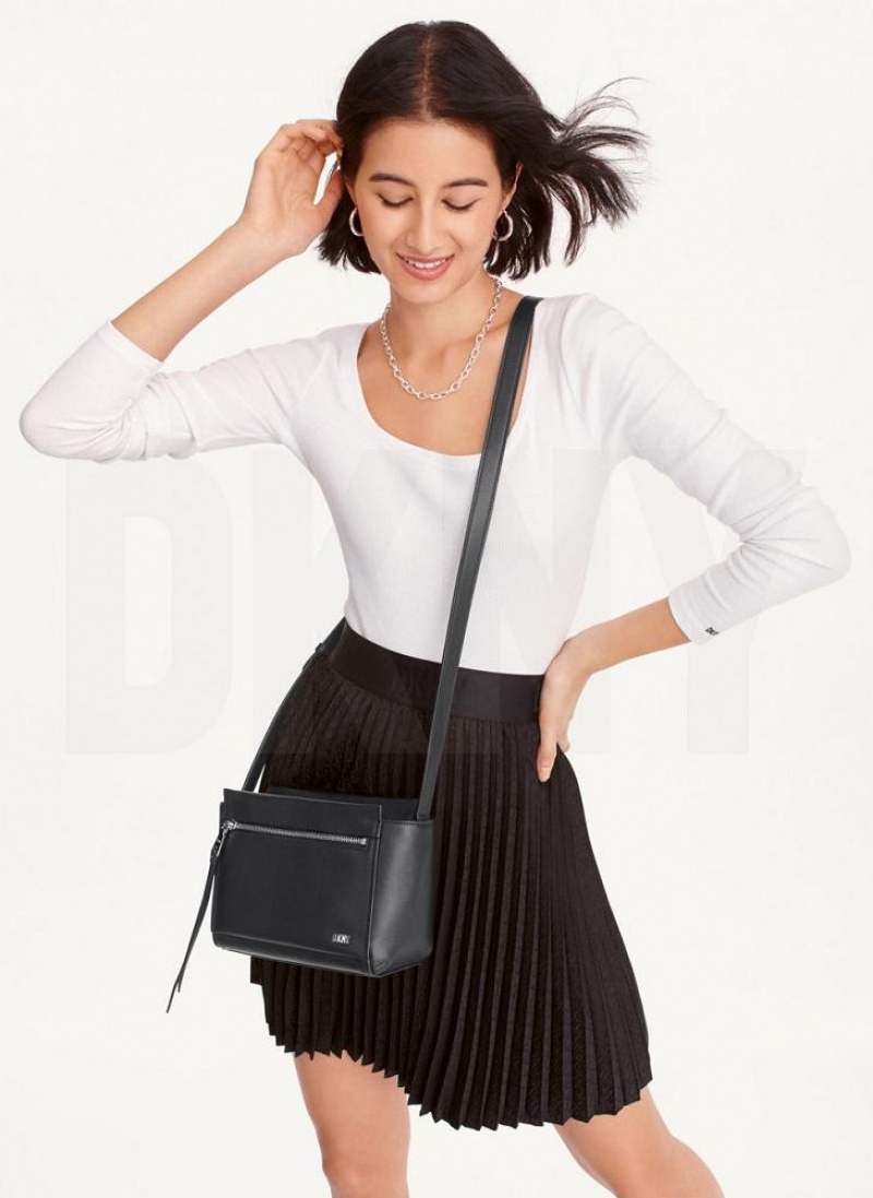 Black / Silver DKNY Pax Bags Crossbody Bags | USA-D1793