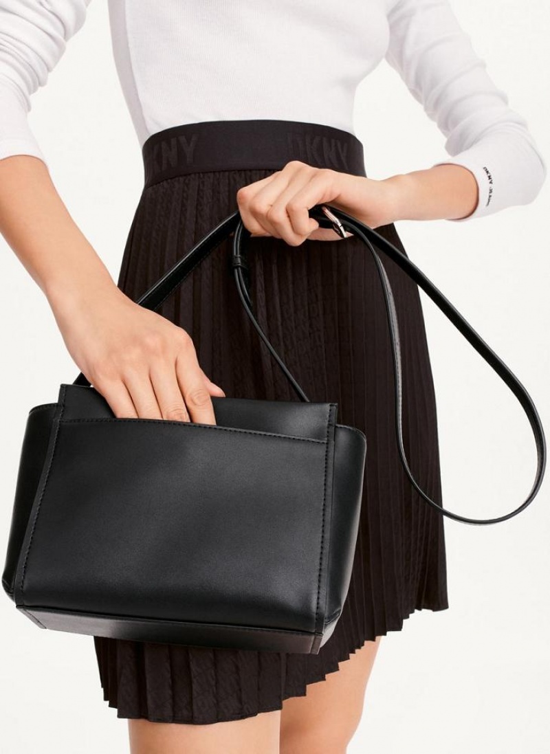 Black / Silver DKNY Pax Bags Crossbody Bags | USA-D1793