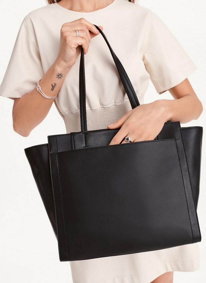 Black / Silver DKNY Pax Large Bags Tote Bags | USA-D0654