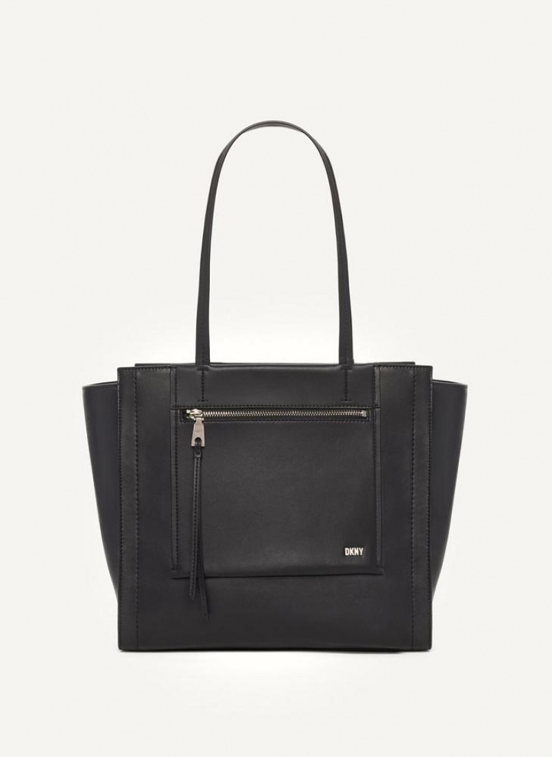 Black / Silver DKNY Pax Large Bags Tote Bags | USA-D0654
