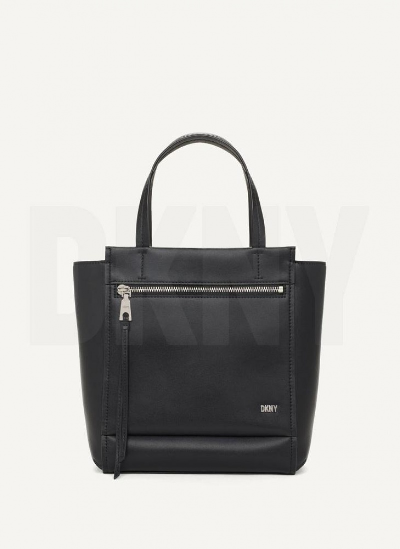 Black / Silver DKNY Pax North-South Bags Tote Bags | USA-D1267