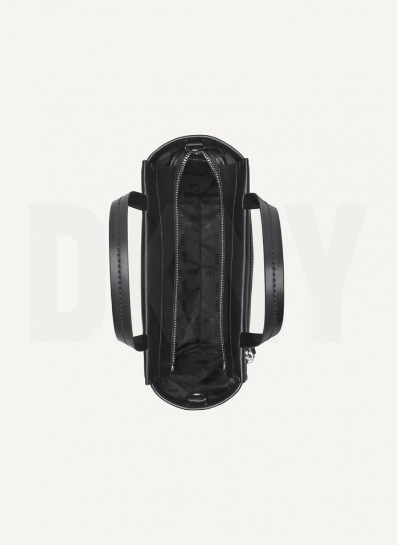Black / Silver DKNY Pax North-South Tote Bags Crossbody Bags | USA-D0110