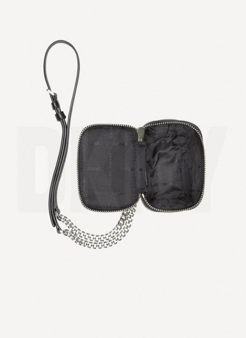 Black / Silver DKNY Seva Mini Box Bags Crossbody Bags | USA-D0637