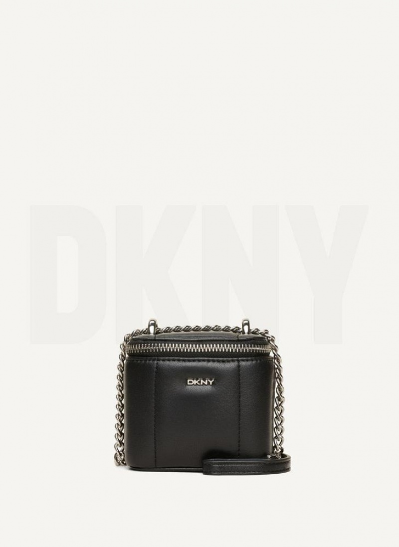 Black / Silver DKNY Seva Mini Box Bags Crossbody Bags | USA-D0637