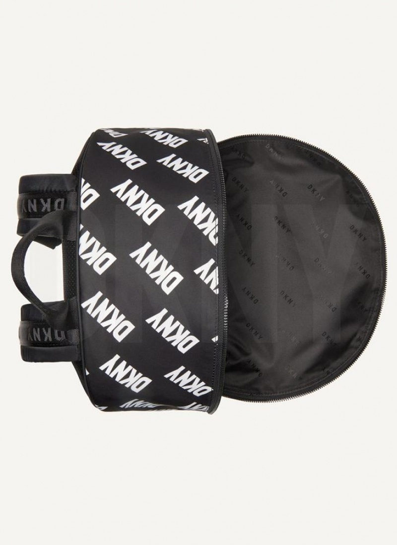 Black / White DKNY All Over Logo Bags Backpacks | USA-D0941