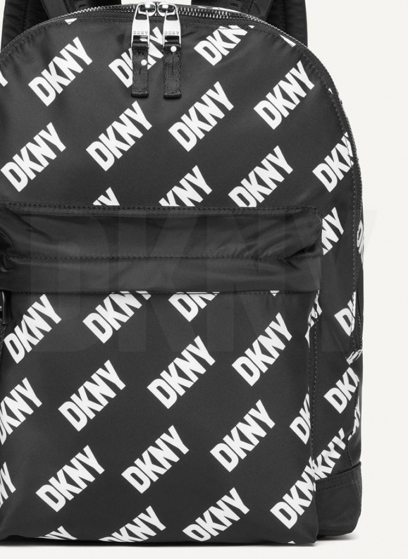 Black / White DKNY All Over Logo Bags Backpacks | USA-D0941