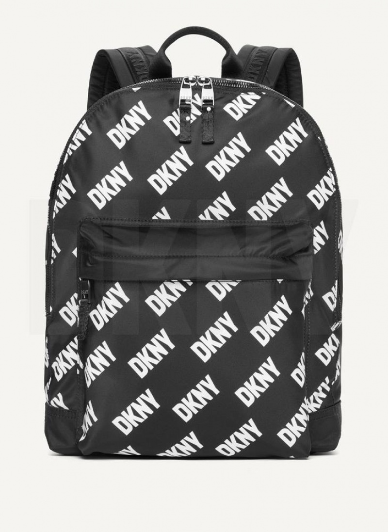 Black / White DKNY All Over Logo Bags Backpacks | USA-D0941