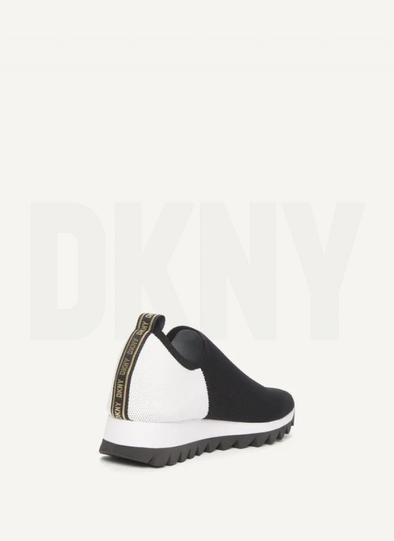 Black / White DKNY Azer - Slip On Runner Shoes Sneakers | USA-D1290