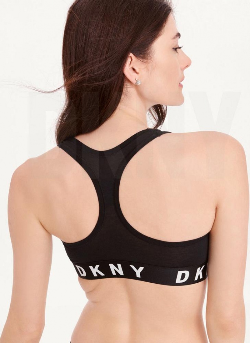 Black / White DKNY Cozy Boyfriend Racerback Women's Bras | USA-D1818