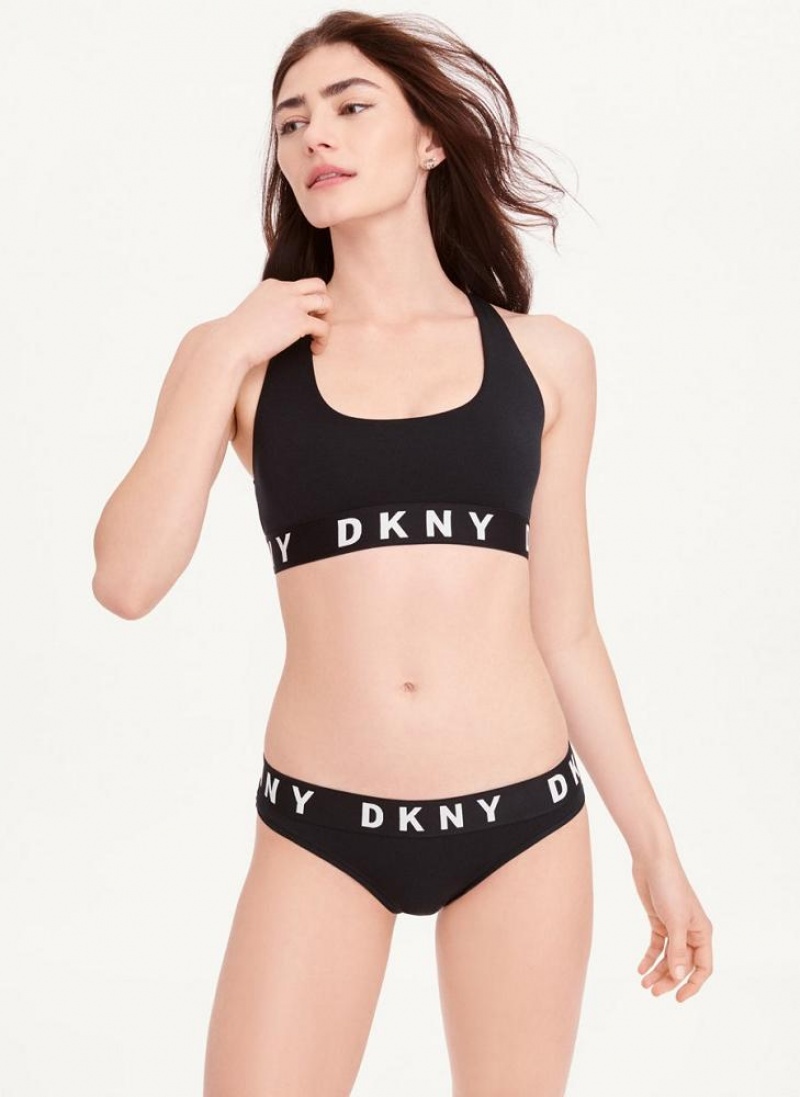 Black / White DKNY Cozy Boyfriend Racerback Women's Bras | USA-D1818