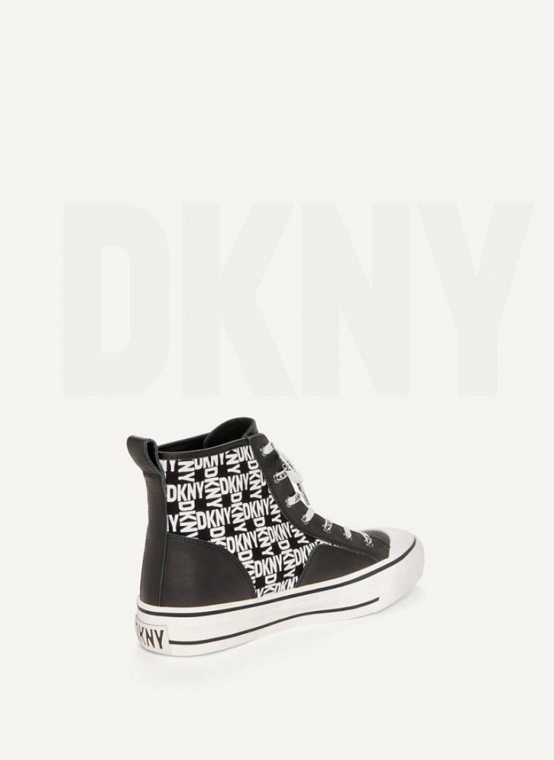 Black / White DKNY High Top Logo Shoes Sneakers | USA-D0707