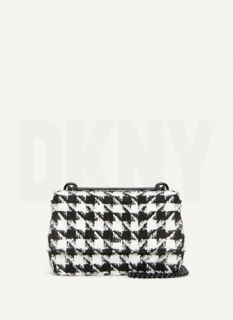 Black / White DKNY Sina Houndstooth Flap Bags Shoulder Bags | USA-D1570