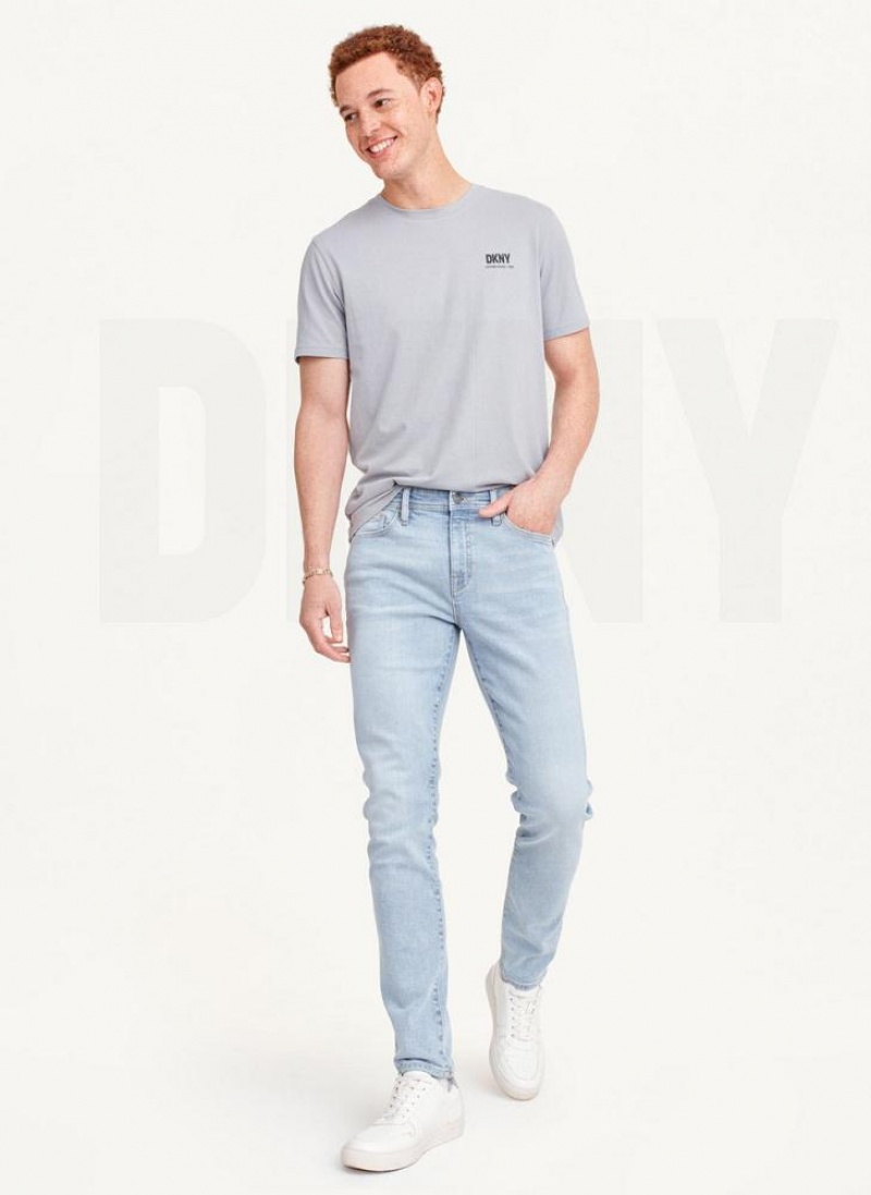 Blue DKNY Bleached Skinny Men's Jeans | USA-D0301