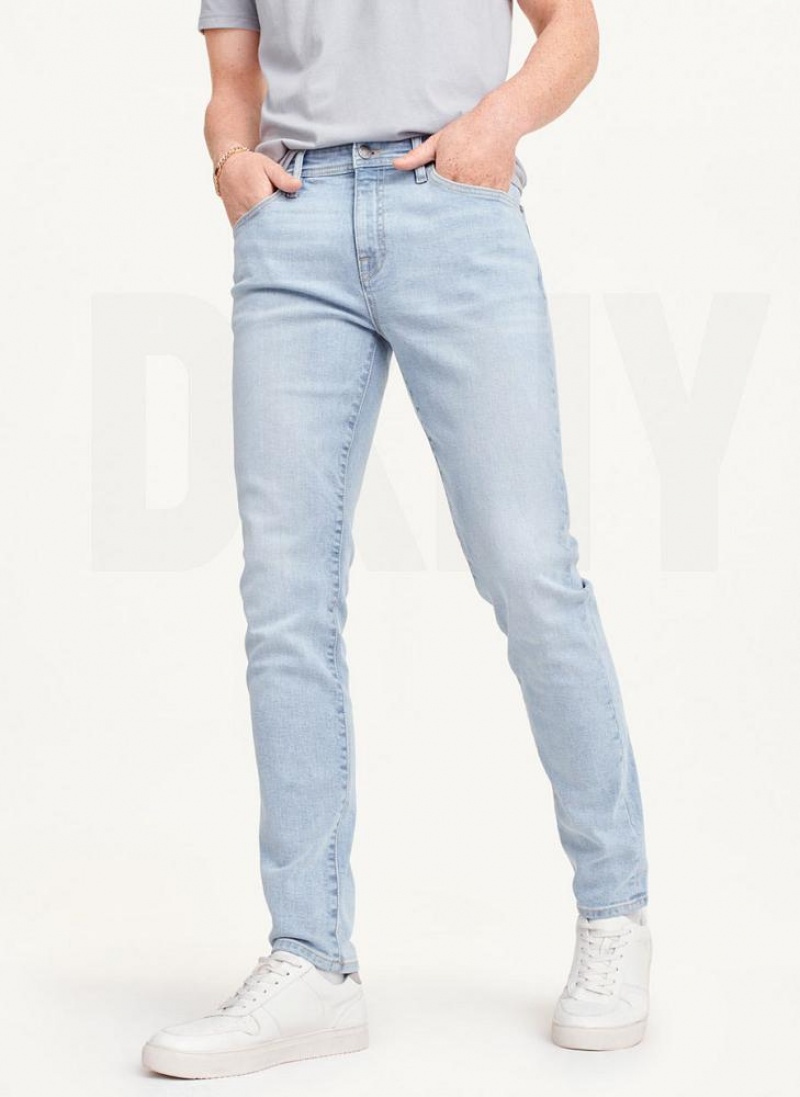 Blue DKNY Bleached Skinny Men\'s Jeans | USA-D0301
