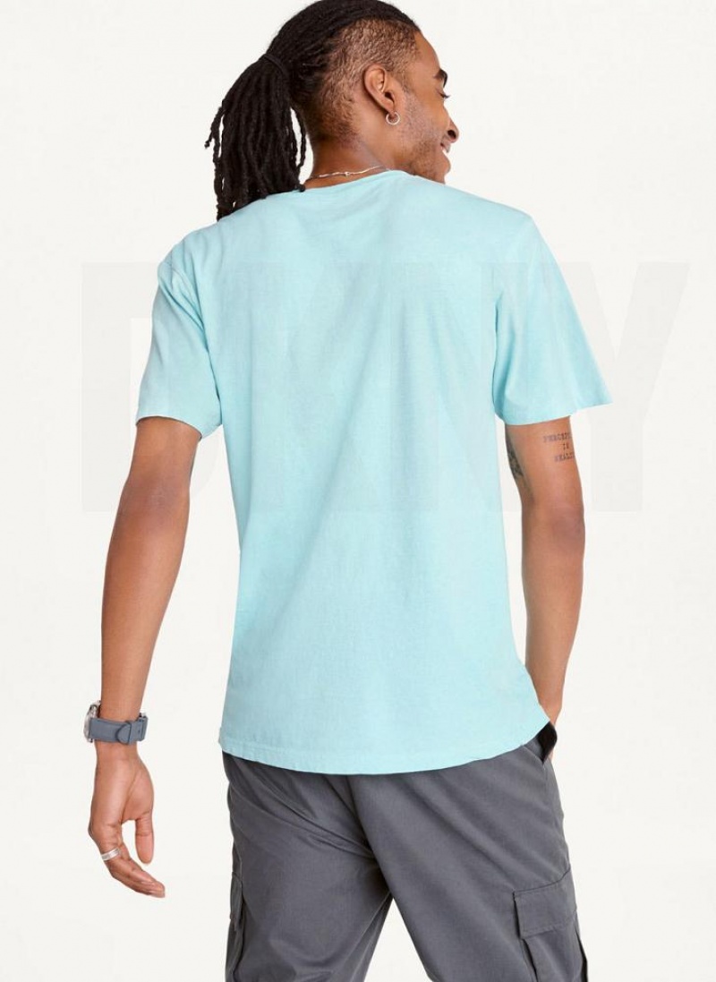 Blue DKNY Cold Pigment Dyed Men's T Shirts | USA-D0881