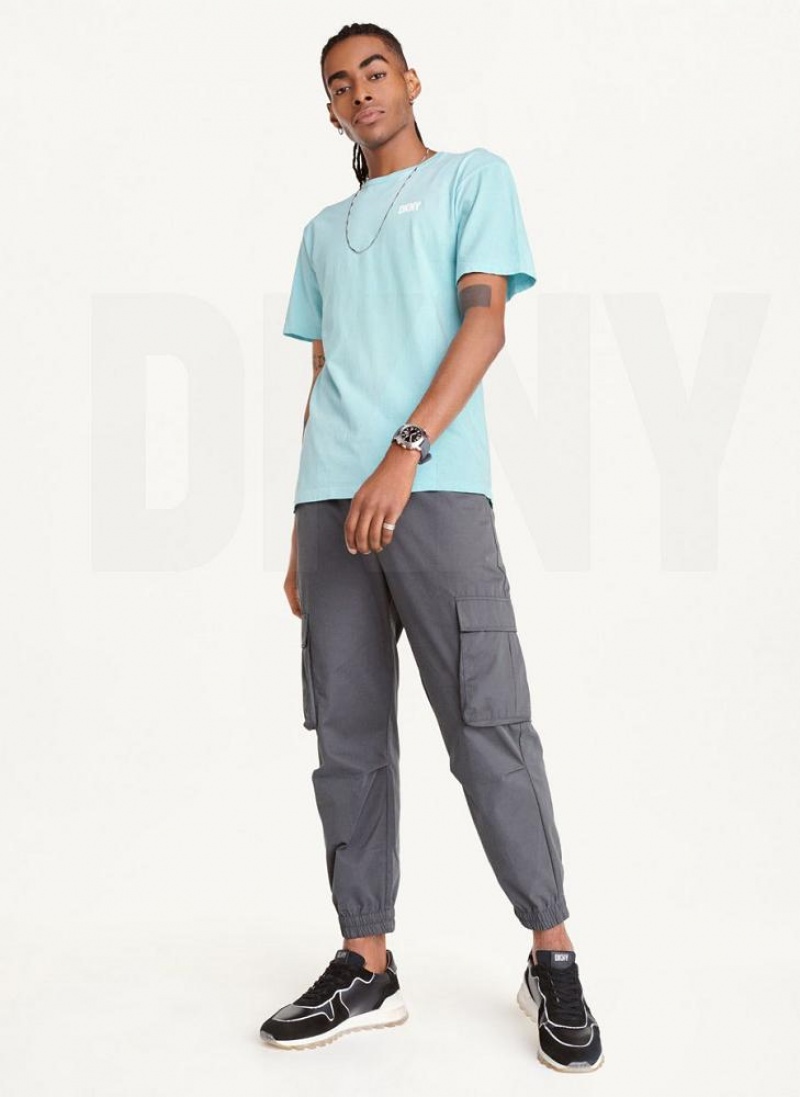 Blue DKNY Cold Pigment Dyed Men's T Shirts | USA-D0881