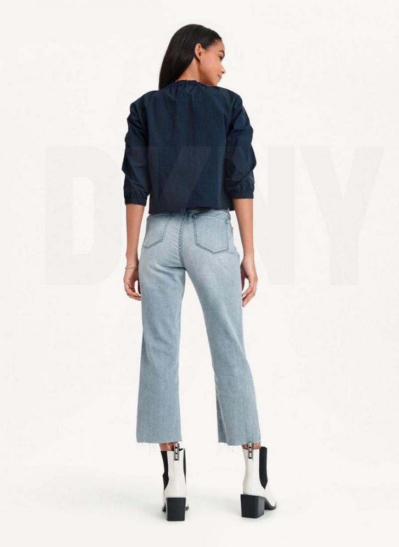 Blue DKNY Cropped With Elastic Collar Women's Jackets | USA-D0903