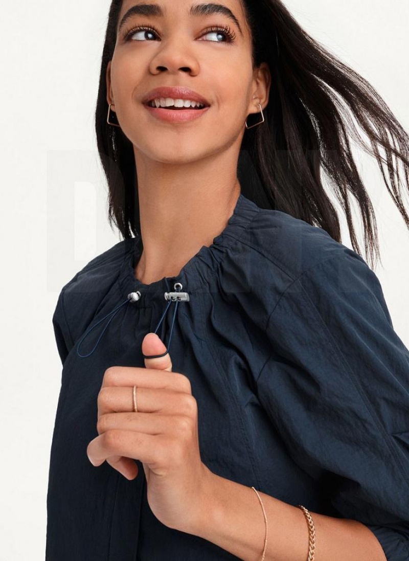 Blue DKNY Cropped With Elastic Collar Women's Jackets | USA-D0903