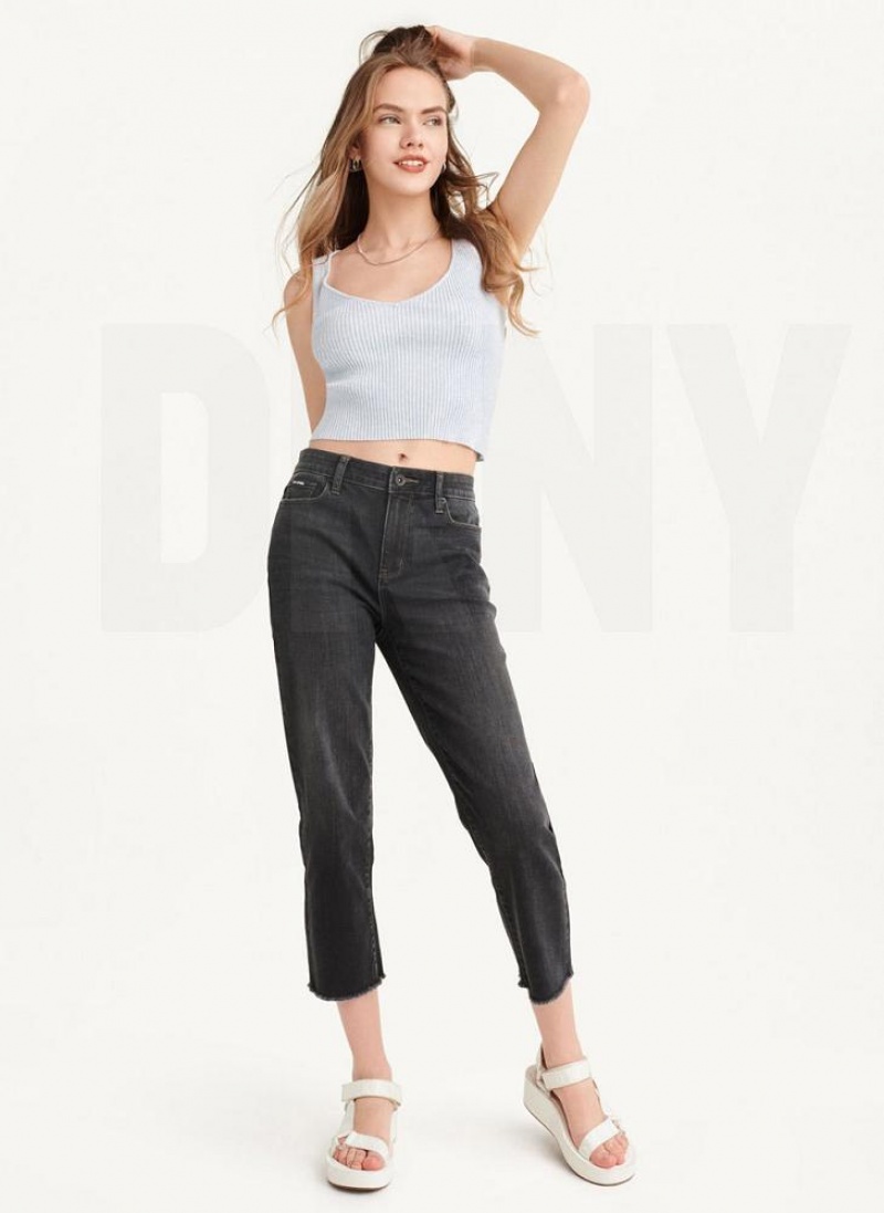 Blue DKNY Cropped Women's Tank Tops | USA-D1132
