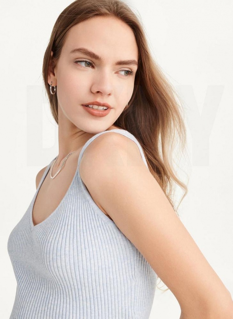 Blue DKNY Cropped Women's Tank Tops | USA-D1132