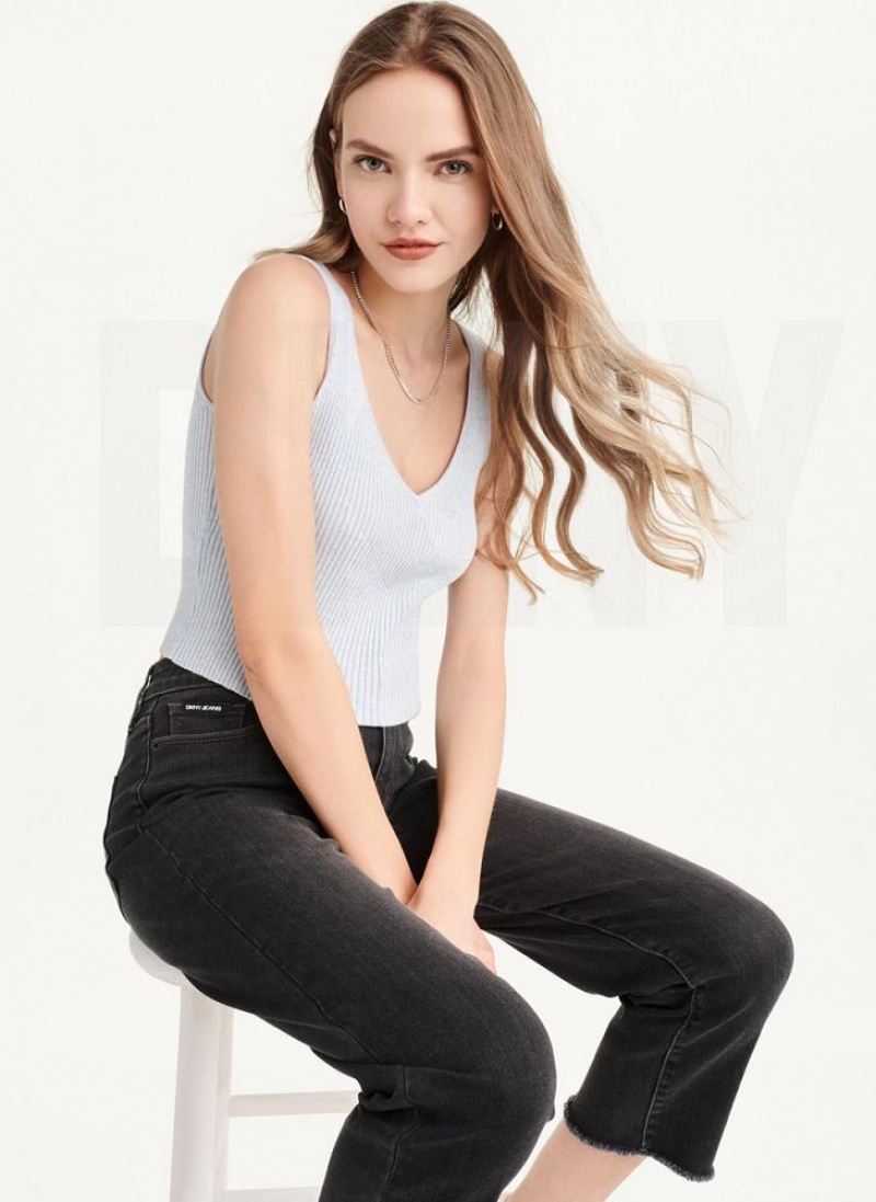 Blue DKNY Cropped Women's Tank Tops | USA-D1132
