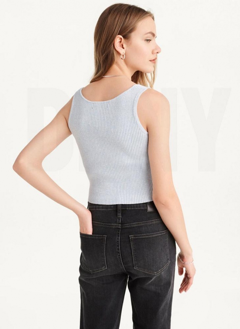 Blue DKNY Cropped Women's Tank Tops | USA-D1132