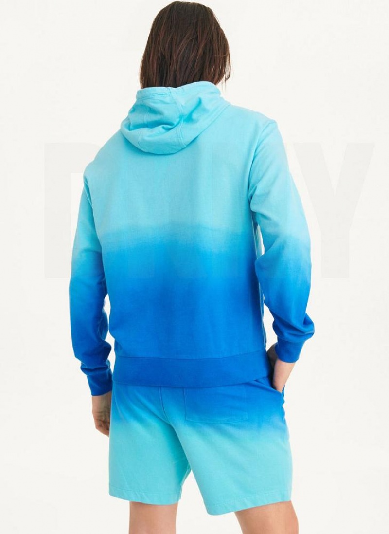 Blue DKNY Dipped Ombre Men's Hoodies | USA-D0962
