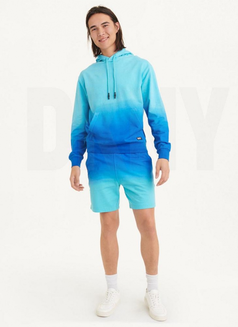 Blue DKNY Dipped Ombre Men's Hoodies | USA-D0962