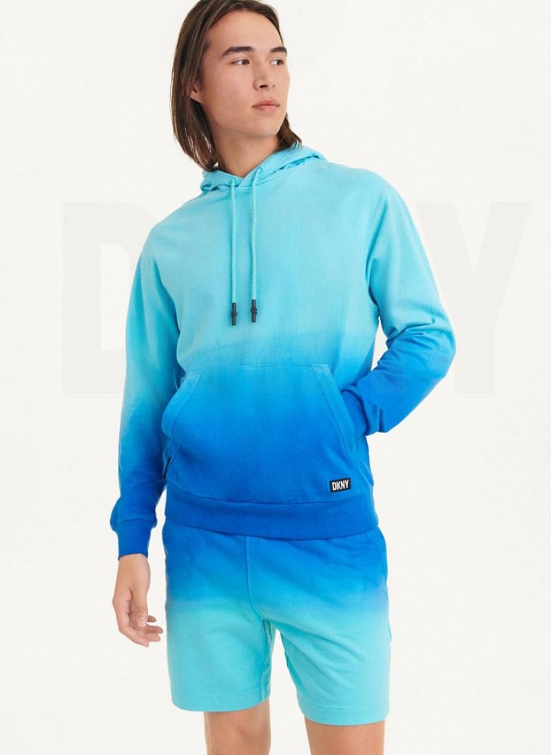 Blue DKNY Dipped Ombre Men\'s Hoodies | USA-D0962