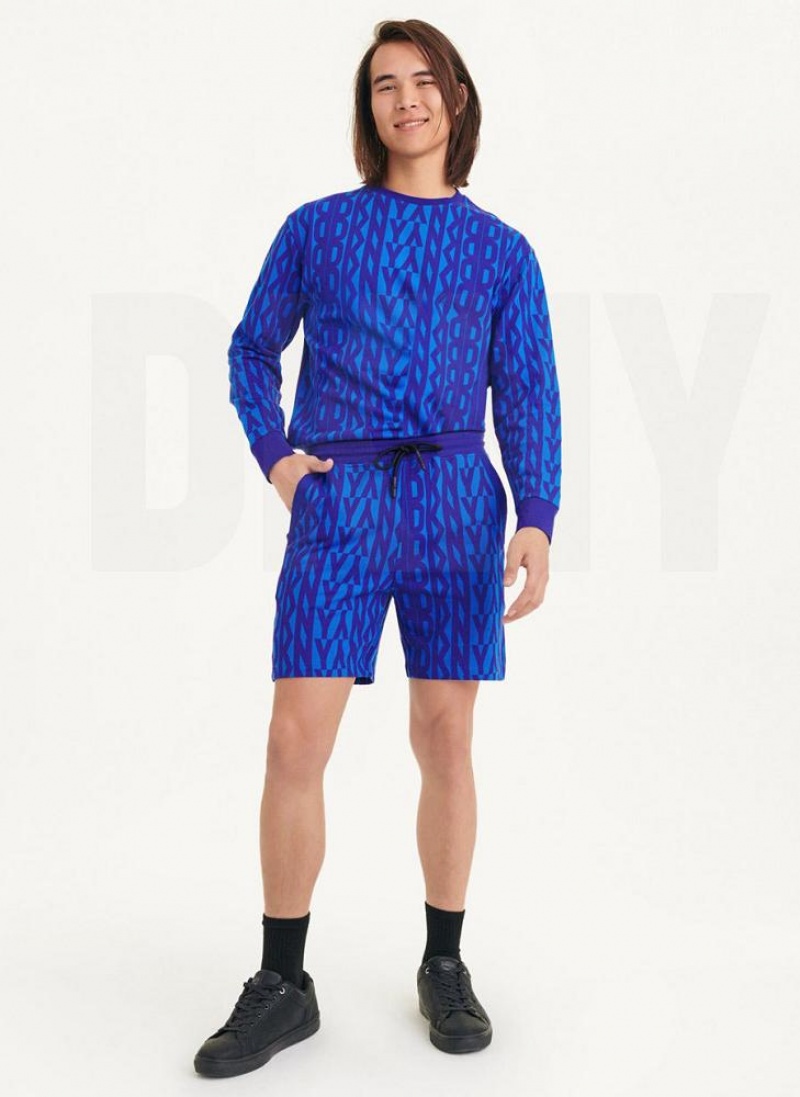 Blue DKNY Exploded Logo Men's Shorts | USA-D1979