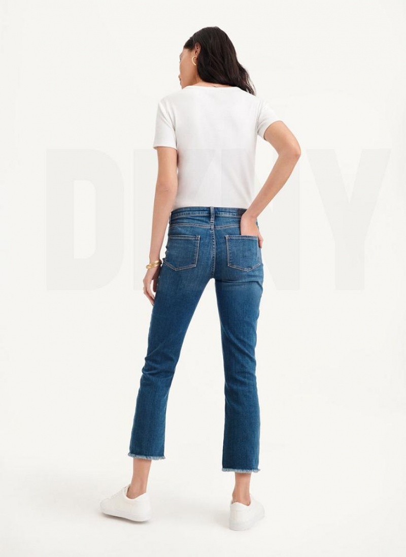 Blue DKNY Foundation - Slim Stright Crop Women's Jeans | USA-D1393