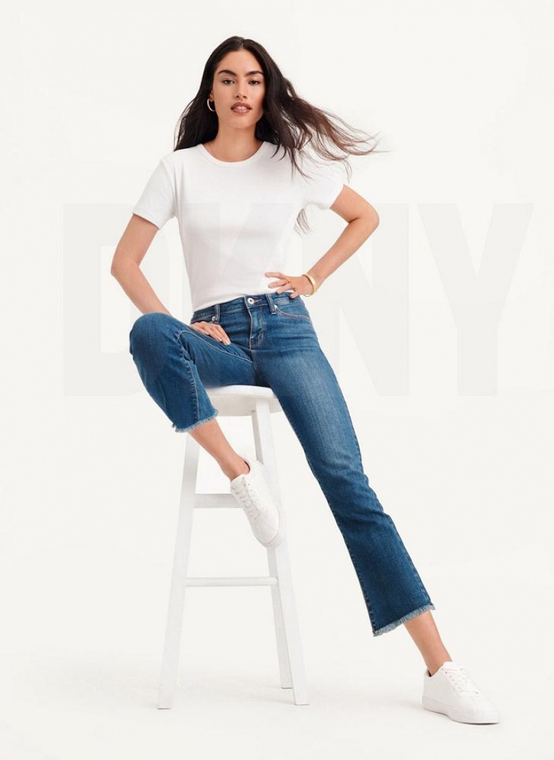 Blue DKNY Foundation - Slim Stright Crop Women's Jeans | USA-D1393