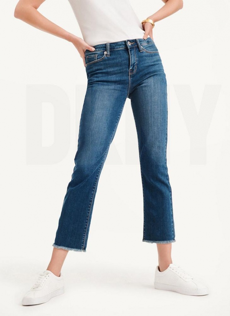 Blue DKNY Foundation - Slim Stright Crop Women\'s Jeans | USA-D1393