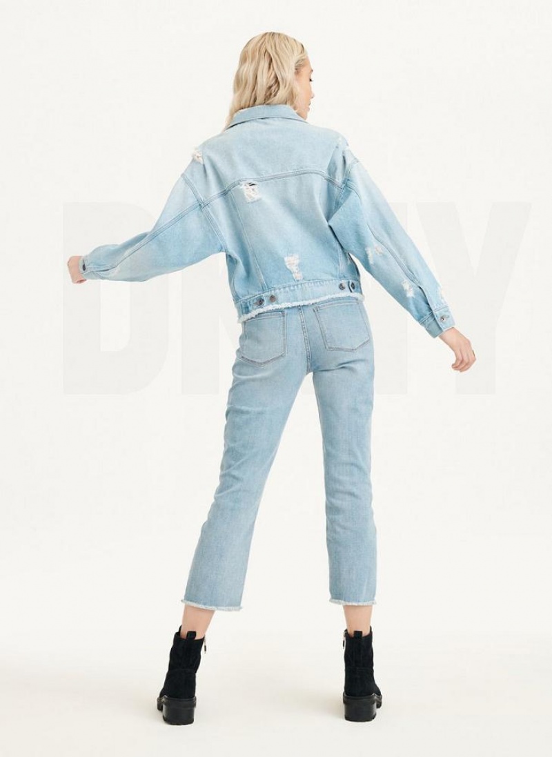 Blue DKNY Foundation - Slim Stright Crop Women's Jeans | USA-D0748
