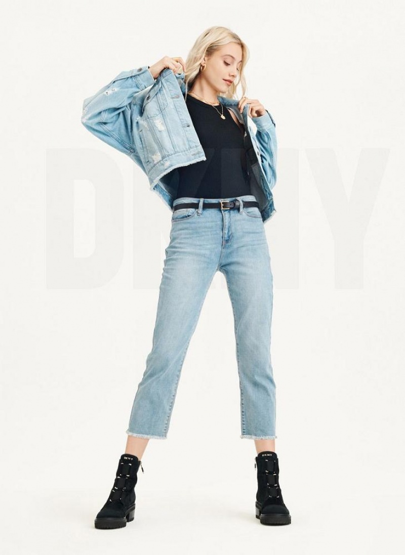 Blue DKNY Foundation - Slim Stright Crop Women's Jeans | USA-D0748