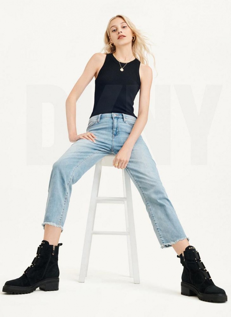 Blue DKNY Foundation - Slim Stright Crop Women's Jeans | USA-D0748