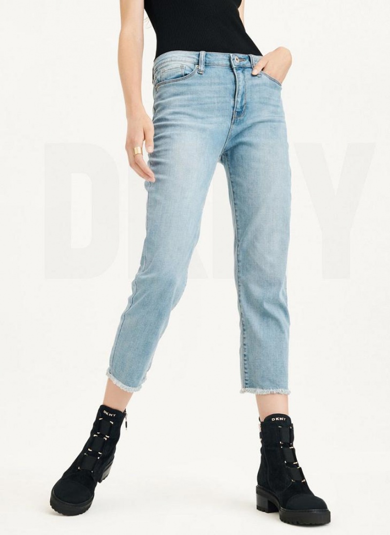 Blue DKNY Foundation - Slim Stright Crop Women's Jeans | USA-D0748