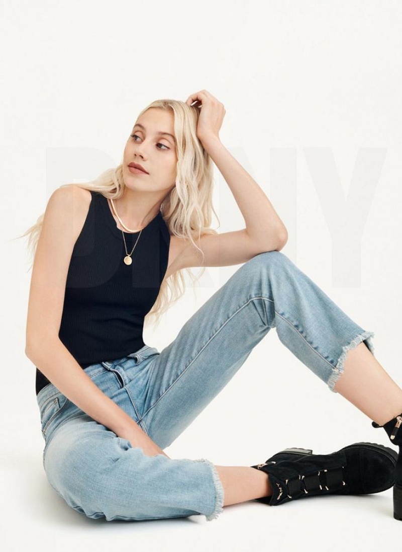 Blue DKNY Foundation - Slim Stright Crop Women's Jeans | USA-D0748