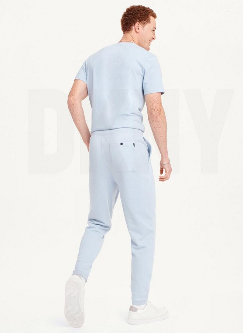 Blue DKNY French Terry Men's Pants | USA-D0257