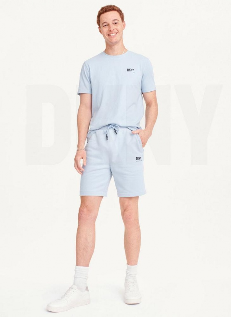 Blue DKNY French Terry Men's Shorts | USA-D1085
