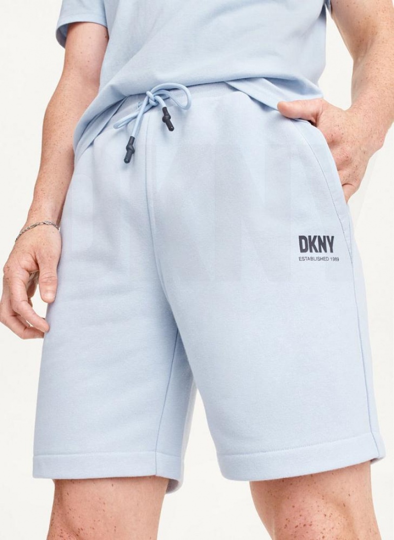 Blue DKNY French Terry Men\'s Shorts | USA-D1085