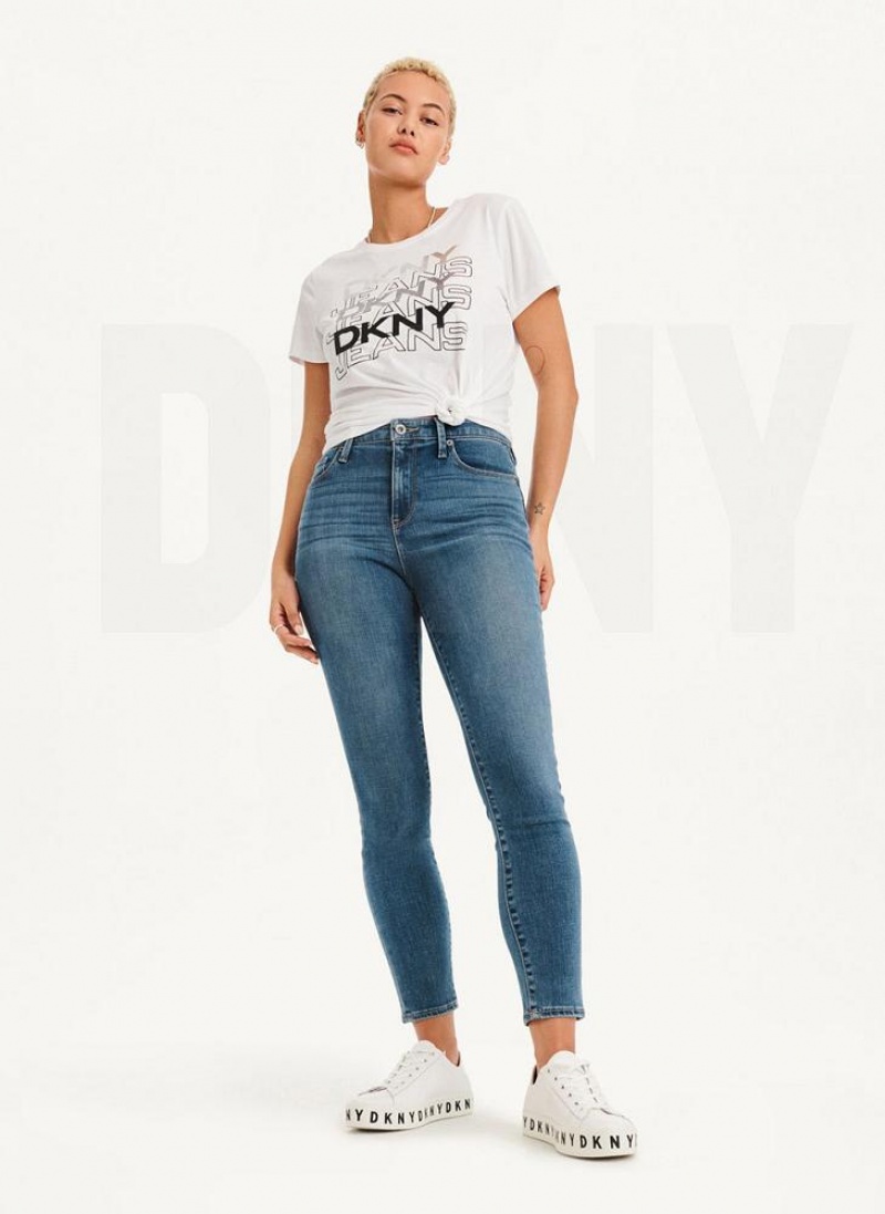 Blue DKNY High Rise Skinny Women's Jeans | USA-D0425