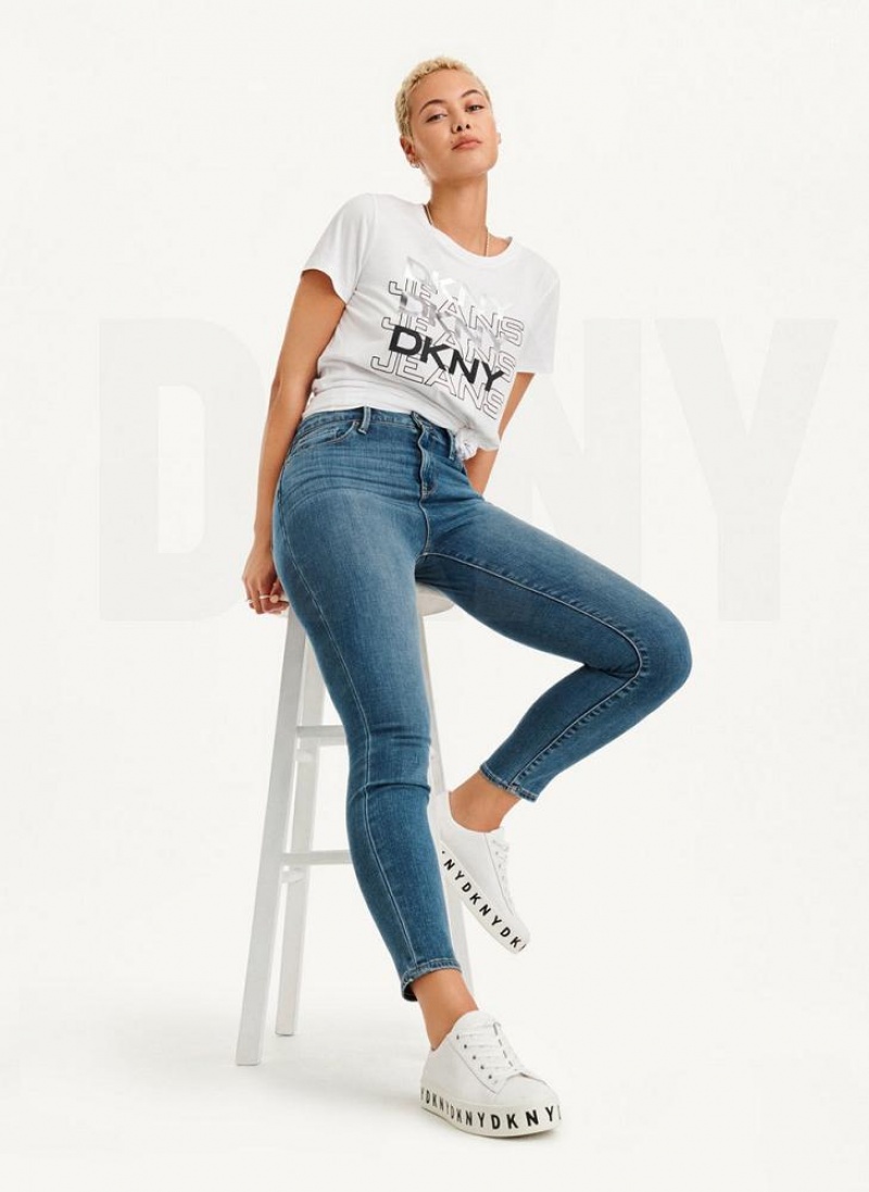 Blue DKNY High Rise Skinny Women's Jeans | USA-D0425