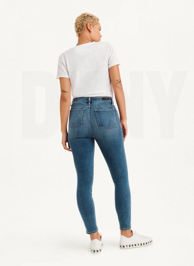 Blue DKNY High Rise Skinny Women's Jeans | USA-D0425