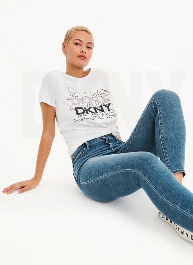 Blue DKNY High Rise Skinny Women\'s Jeans | USA-D0425