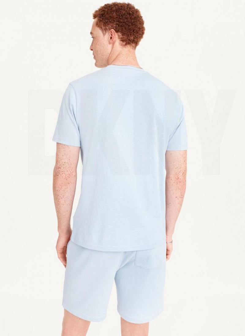 Blue DKNY Left Chest Men's T Shirts | USA-D1252