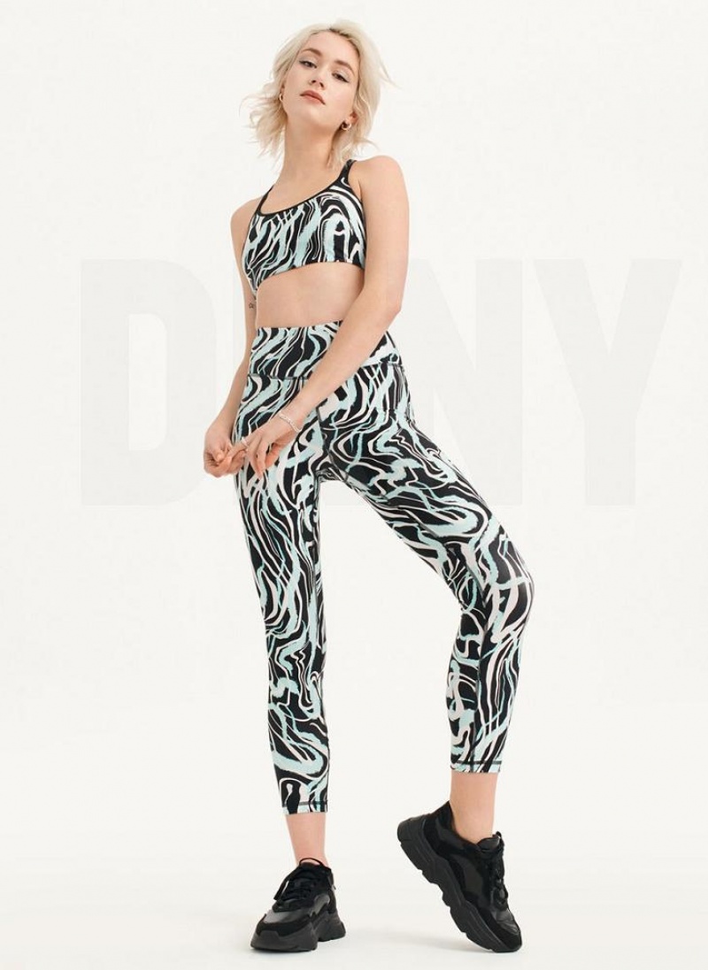 Blue DKNY Marble Swirl Print High Waist Women's Leggings | USA-D1256