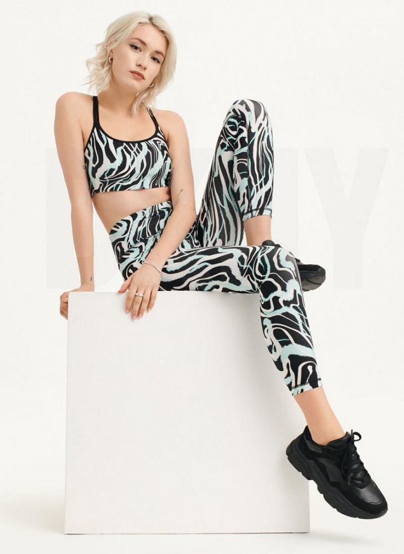 Blue DKNY Marble Swirl Print High Waist Women's Leggings | USA-D1256