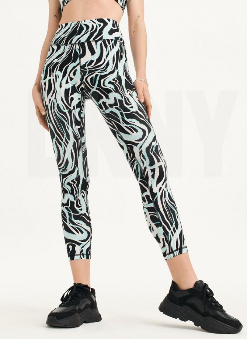 Blue DKNY Marble Swirl Print High Waist Women's Leggings | USA-D1256